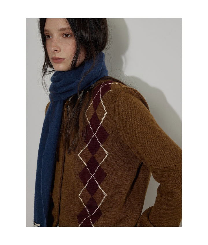 Vintage Argyle Knit Cardigan LCKC0291