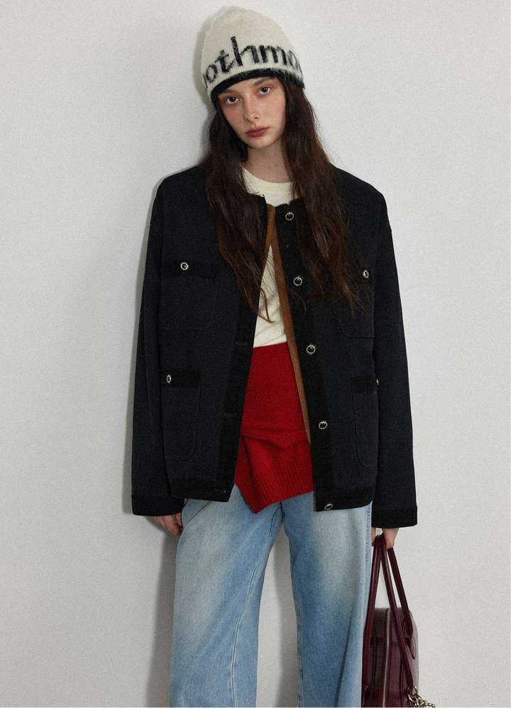 Chic Black Casual Buttoned Jacket LCCJ0015