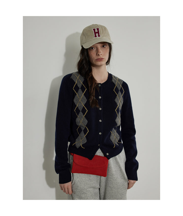 Vintage Argyle Knit Cardigan LCKC0291