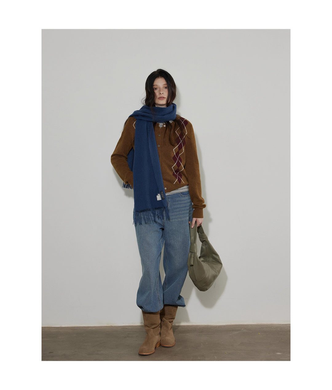 Vintage Argyle Knit Cardigan LCKC0291