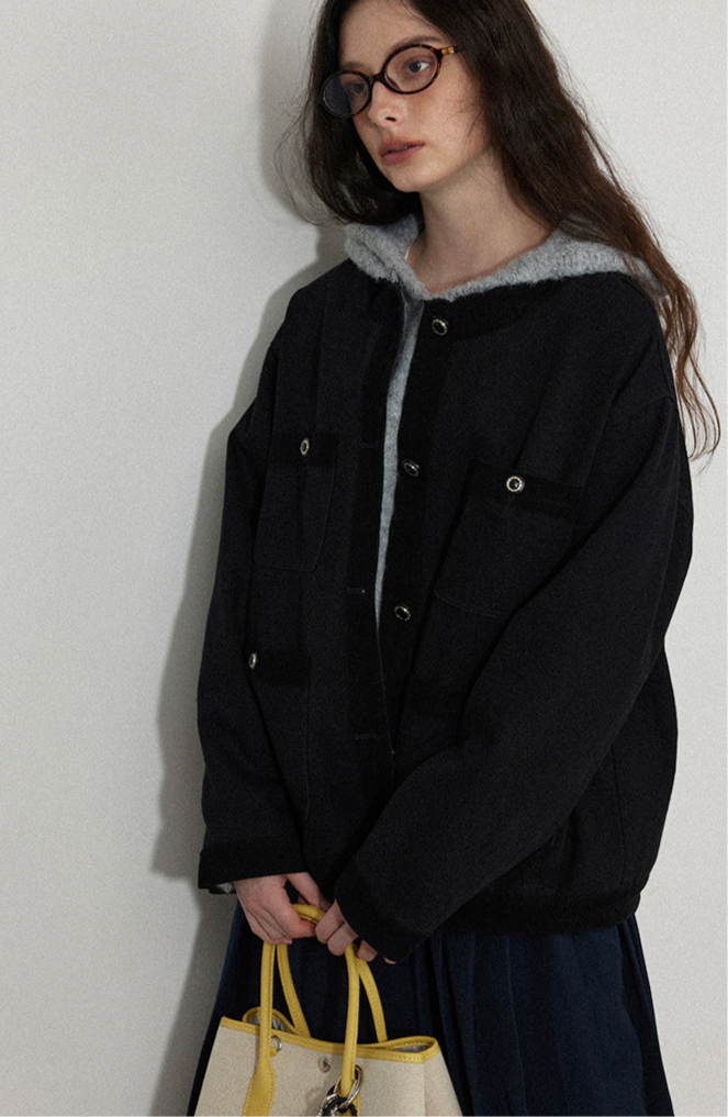 Chic Black Casual Buttoned Jacket LCCJ0015
