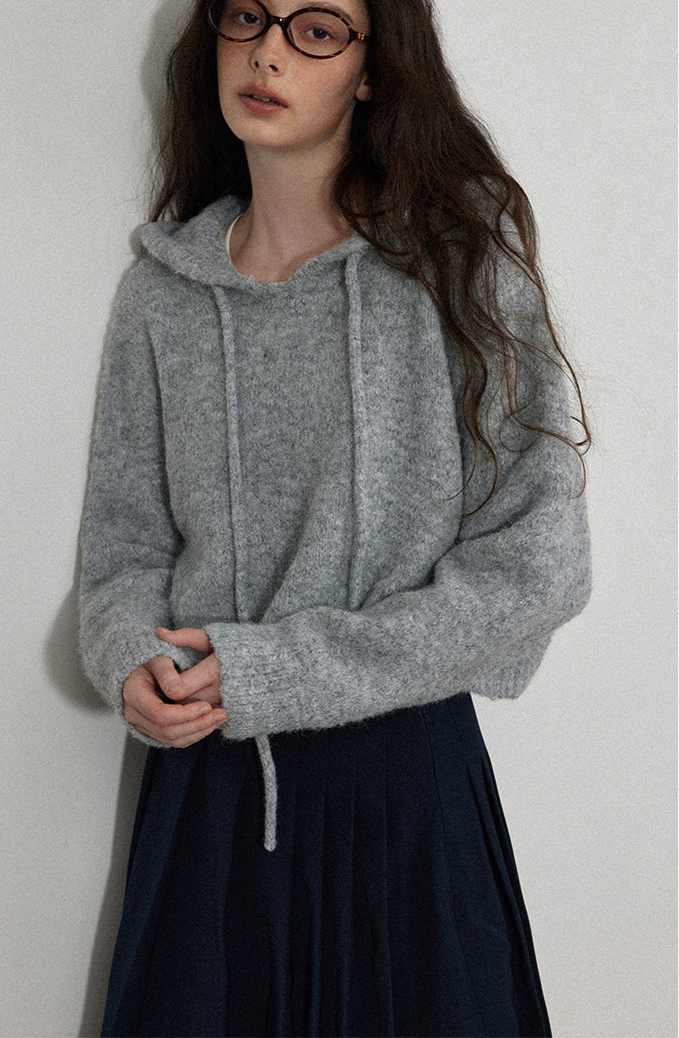 Cozy Drawstring Knit Hoodie LCKH0012