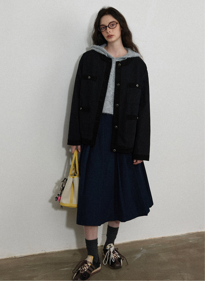 Chic Black Casual Buttoned Jacket LCCJ0015