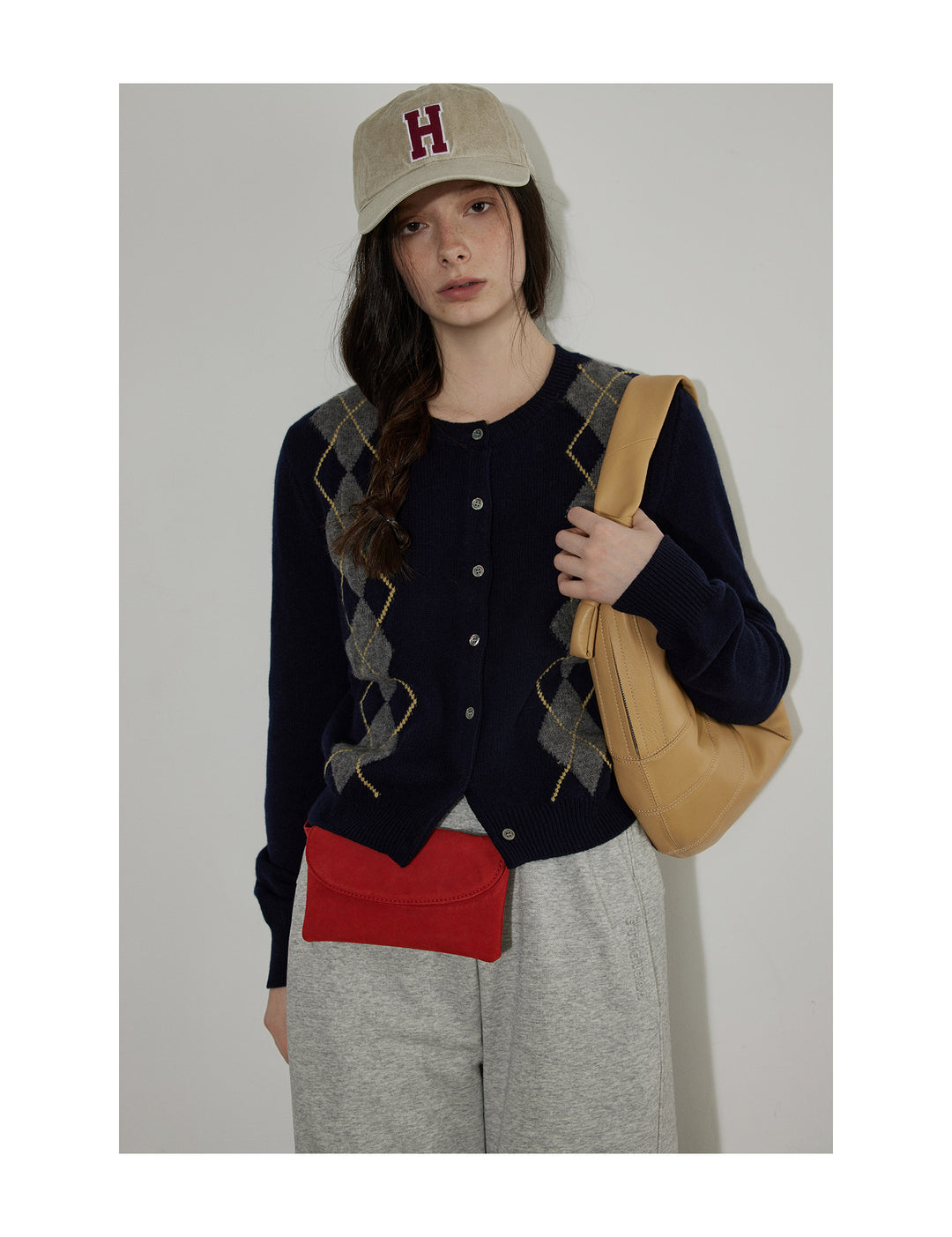 Vintage Argyle Knit Cardigan LCKC0291