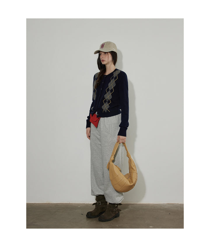 Vintage Argyle Knit Cardigan LCKC0291