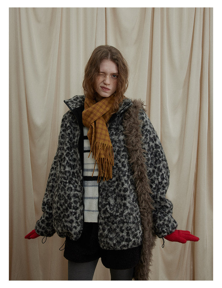 Leopard Pattern Woolen Jacket BMWJ0300