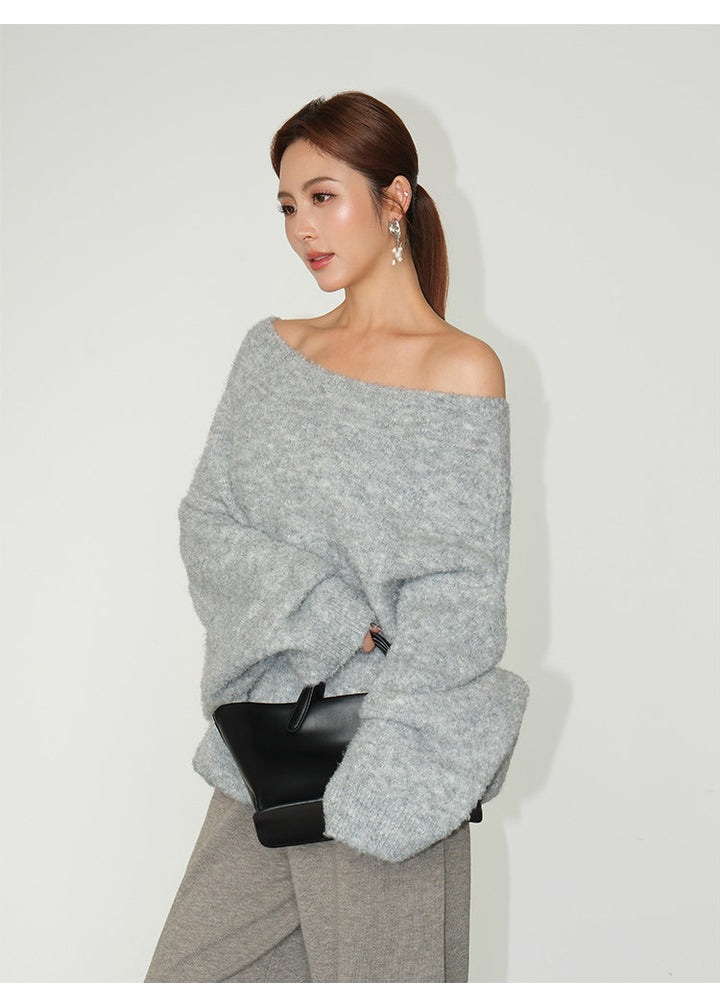 Soft Halo Off-Shoulder Knit Sweater NHKS0323
