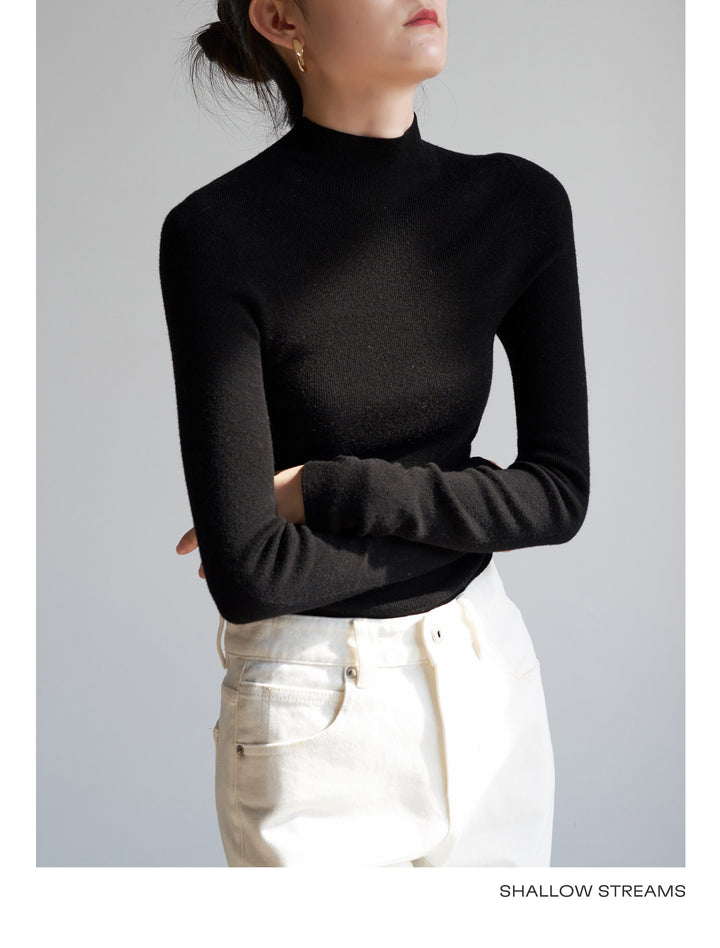 Silkline Merino Mock Neck Knit Top SSKT0316