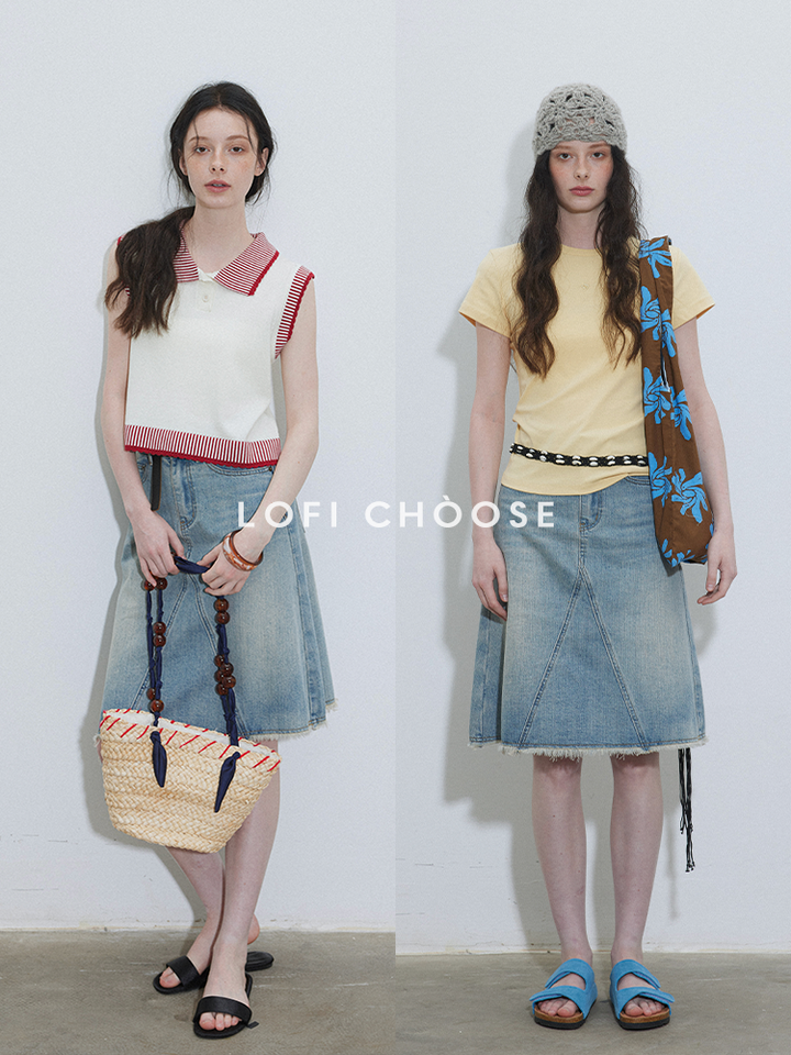 A-Line Washed Denim Skirt LCAS0214