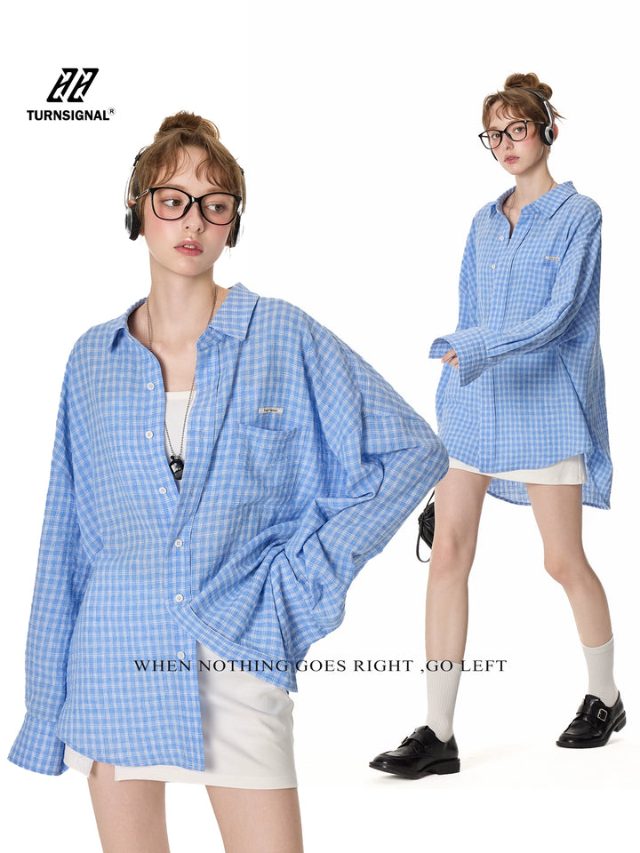 Oversized Plaid Button-Up Shirt TSBS0267