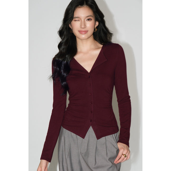 V-Collar Slim Fit Knit Top NHKT0252