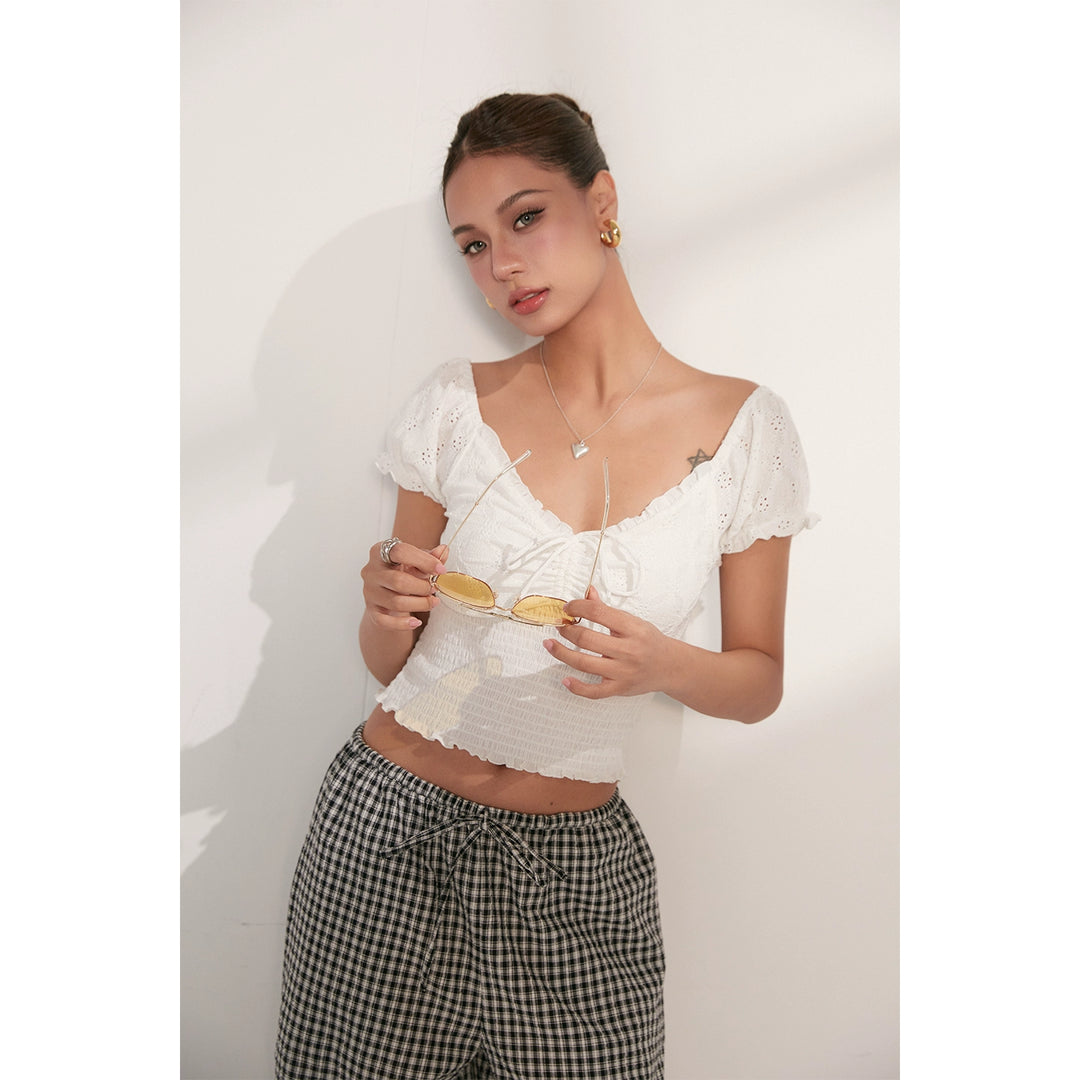 Sweet Ruffle Lace Crop Top DGCT0251
