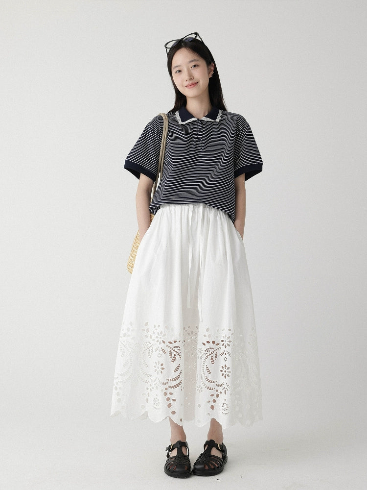 Breeze Broderie Cotton Maxi Skirt LCMS0192