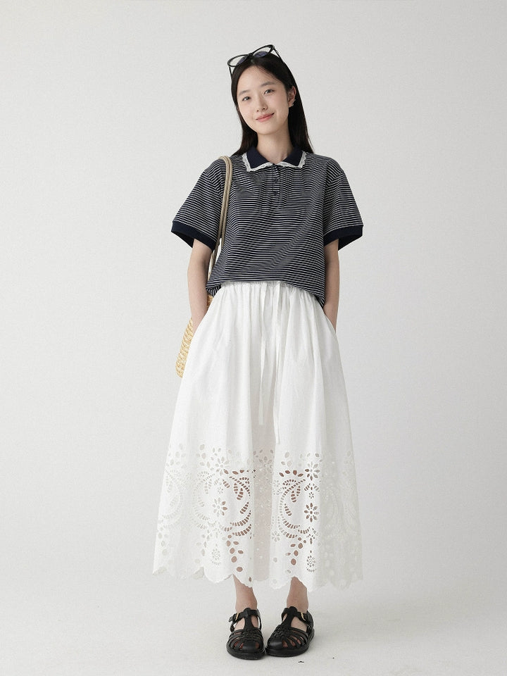 Breeze Broderie Cotton Maxi Skirt LCMS0192