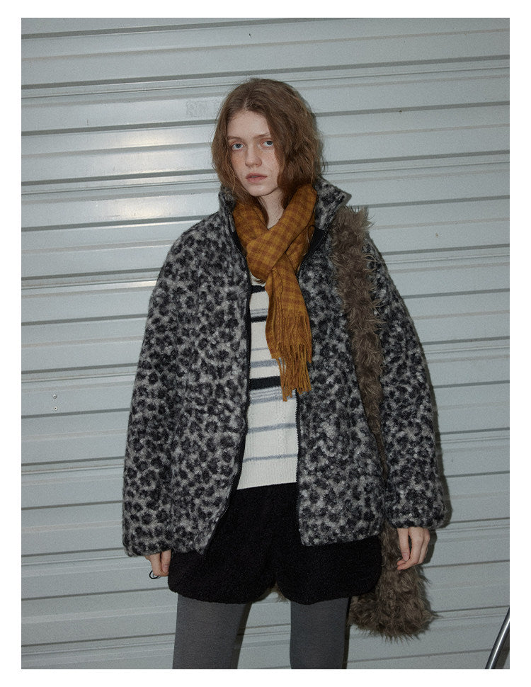 Leopard Pattern Woolen Jacket BMWJ0300