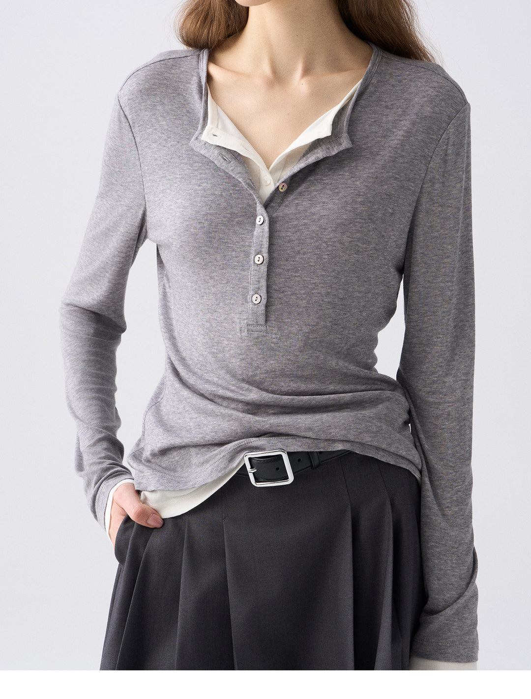 Premium Button Henley Knit Top SSKT0280