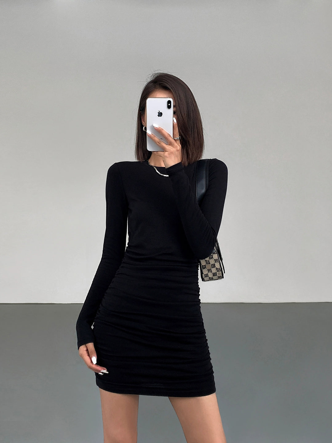 Midnight Ruched Knit Dress OUKD0250