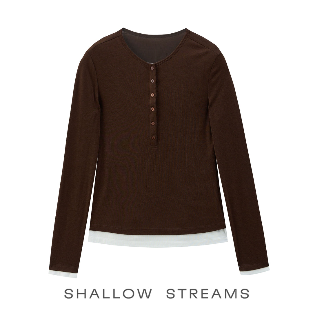 Premium Button Henley Knit Top SSKT0280