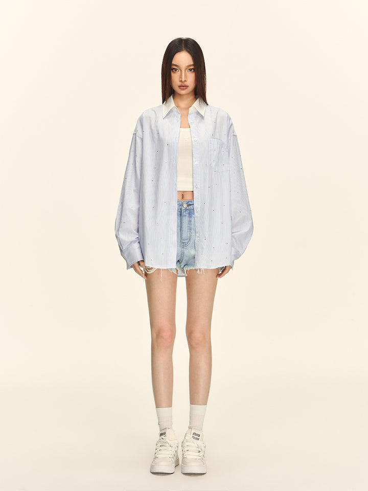 Crystal Striped Oversized Shirt CVSS0154