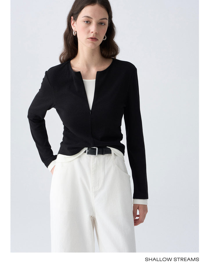 Contrast Layer Knit Cardigan SSKC0287