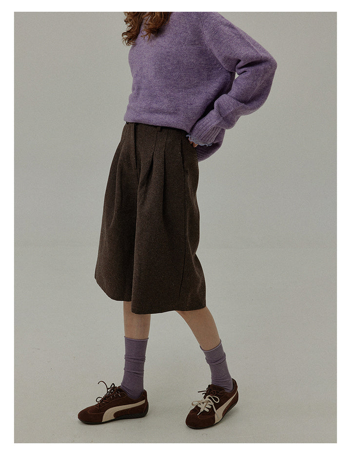 Wool Blend Relaxed Bermuda Shorts BMBS0273