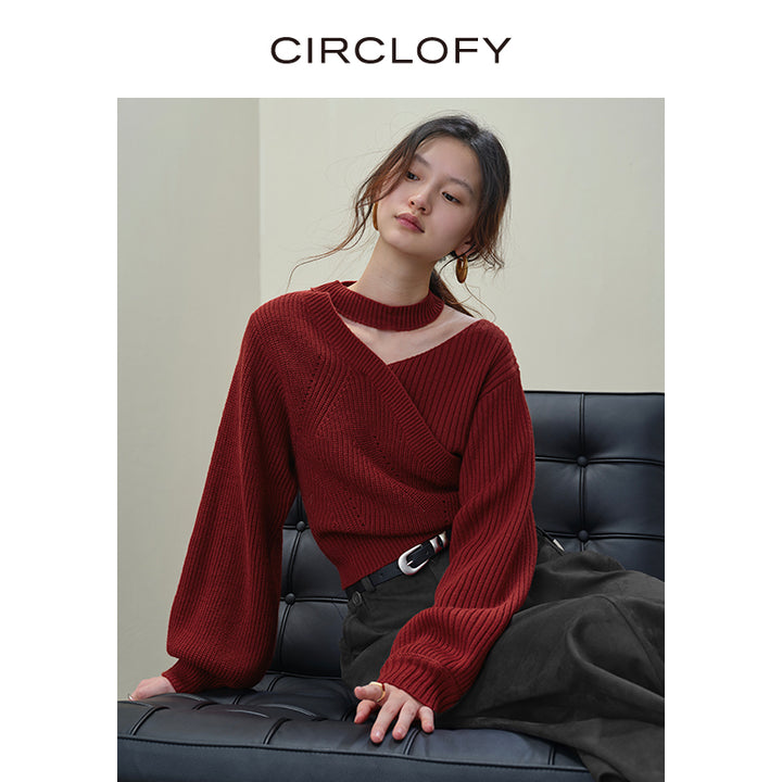 Choker Cross-Wrap Knitted Sweater CCKS0146