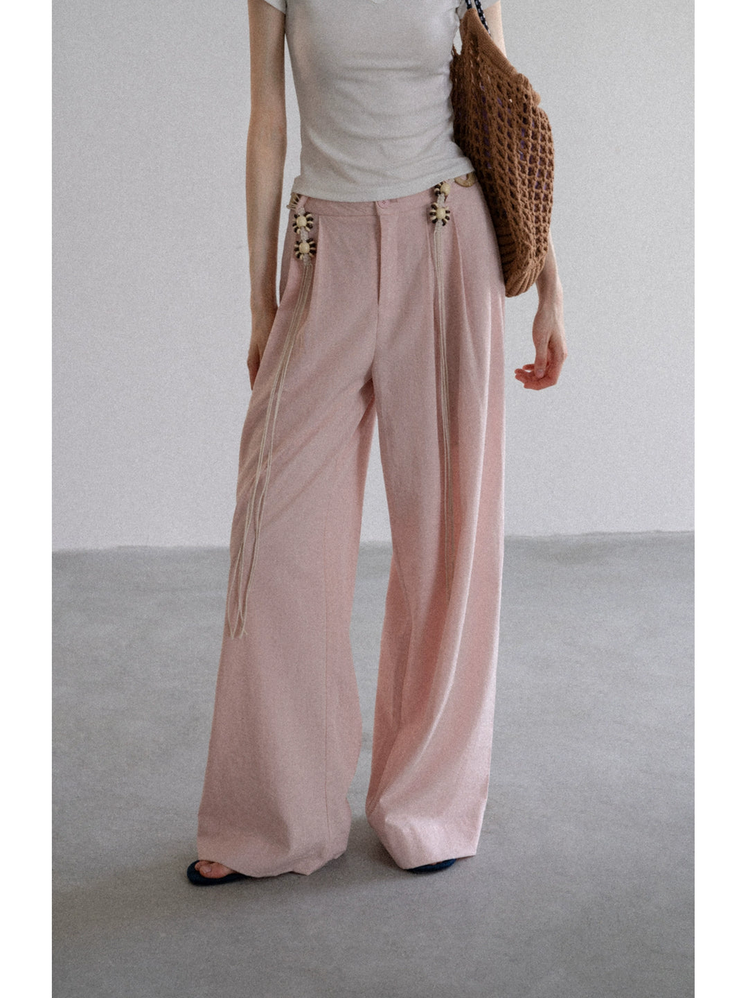 BohoCharm Shell Embellished Wide-Leg Pants EKWP0204