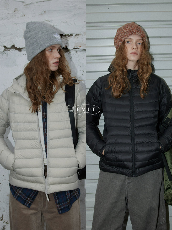 BMLT gray new national standard 90 white duck down winter light and light hooded rib down jacket cold protection and warm liner jacket