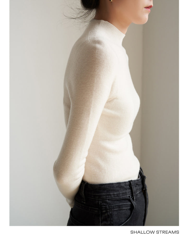 Silkline Merino Mock Neck Knit Top SSKT0316