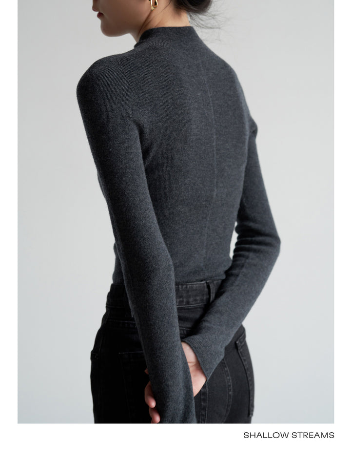 Silkline Merino Mock Neck Knit Top SSKT0316