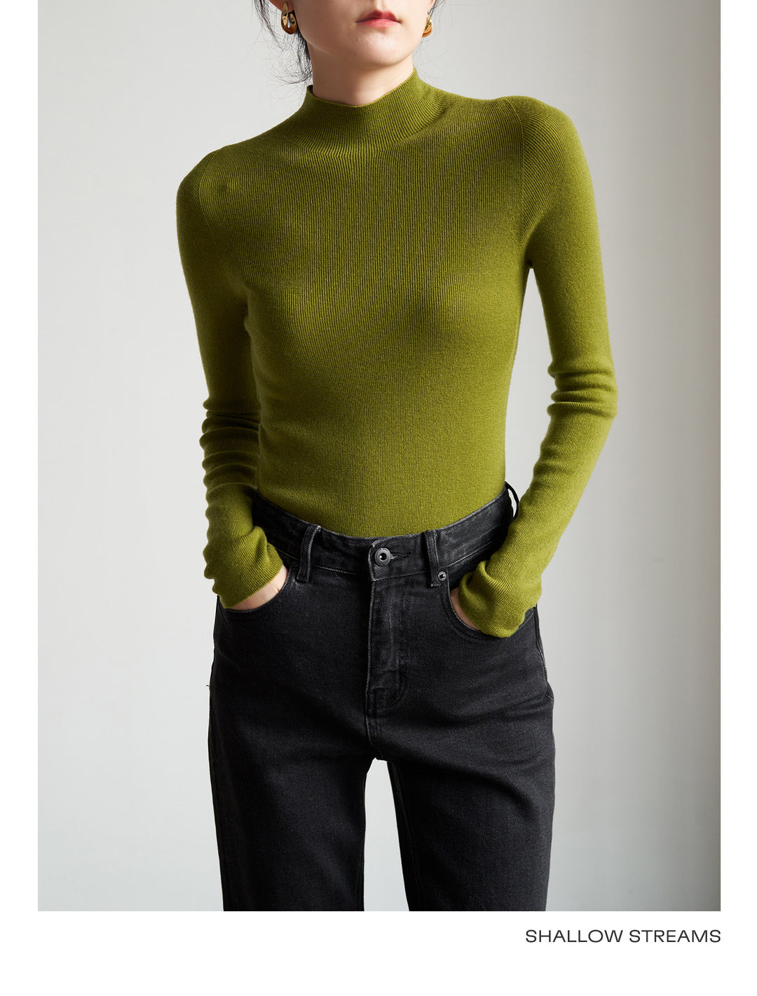 Silkline Merino Mock Neck Knit Top SSKT0316