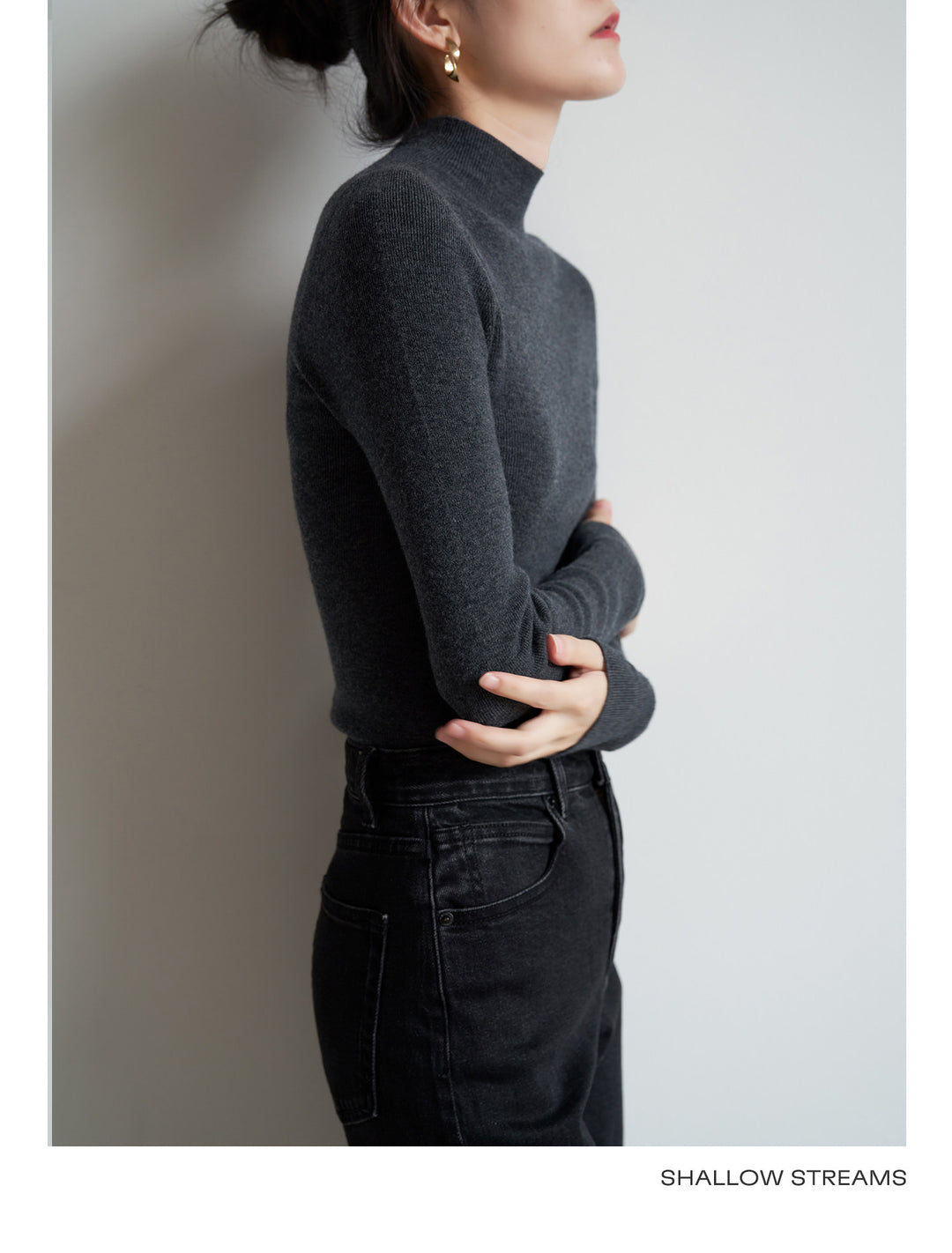 Silkline Merino Mock Neck Knit Top SSKT0316