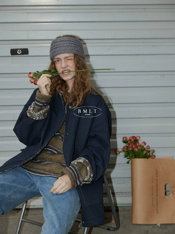 BMLT [frost and snow first sunny] Barn style 98 cotton old money wind mid-length thickened autumn and winter casual women's lapel cotton jacket