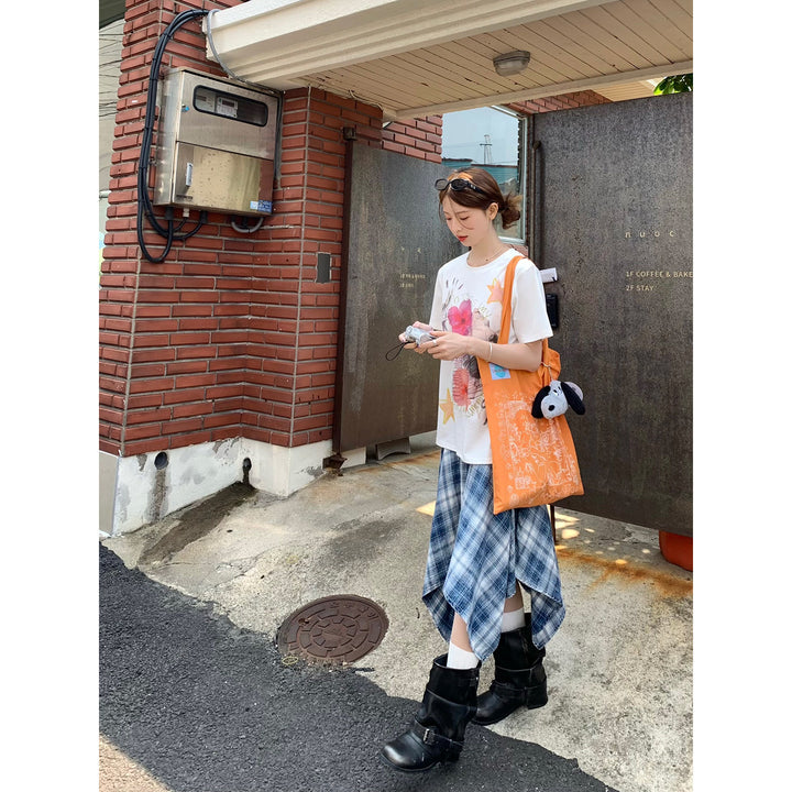 Vintage Asymmetry Check Skirt WSCS0336