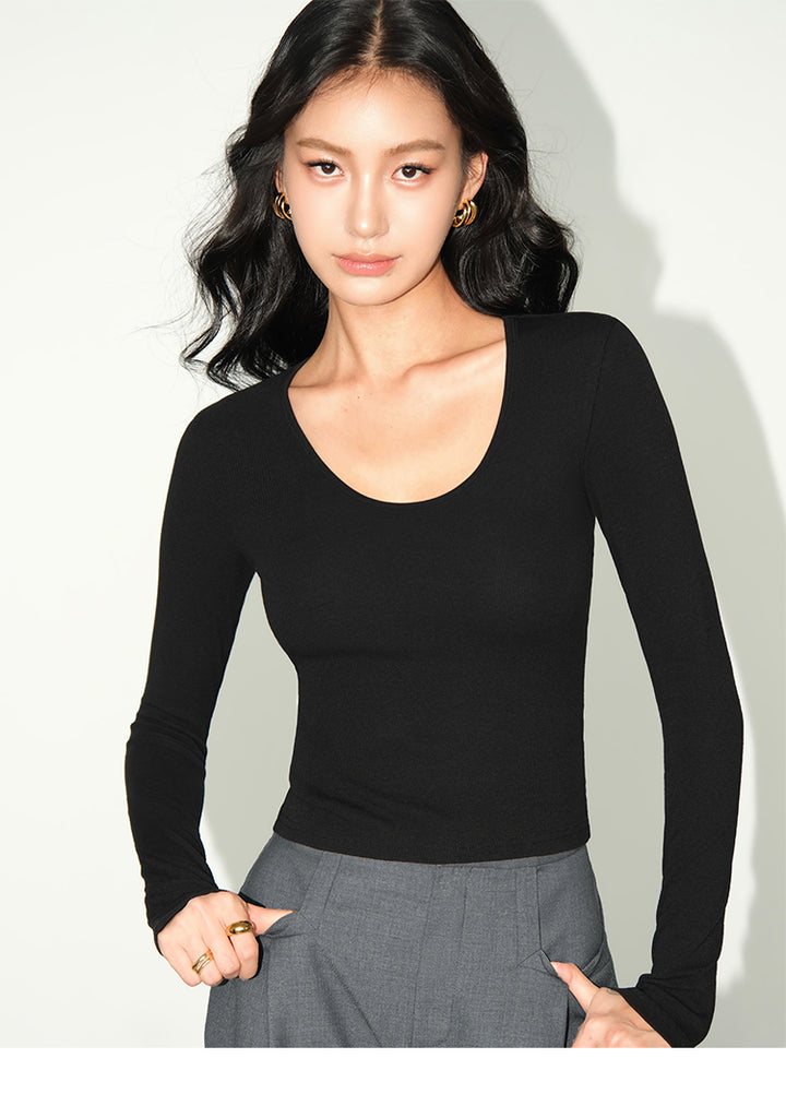 U-Neck Curve Hug Cropped Top NHCT0260