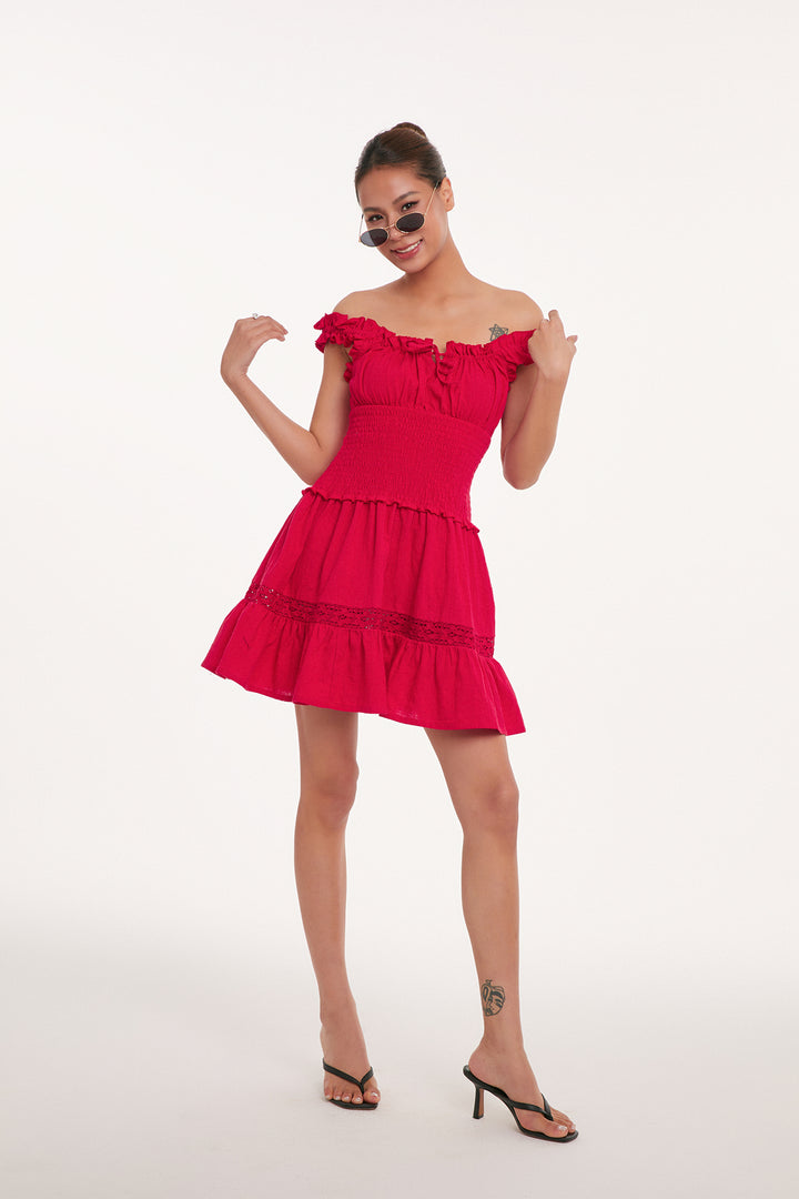 Ruffle Charm Smocked Mini Dress DGMD0237