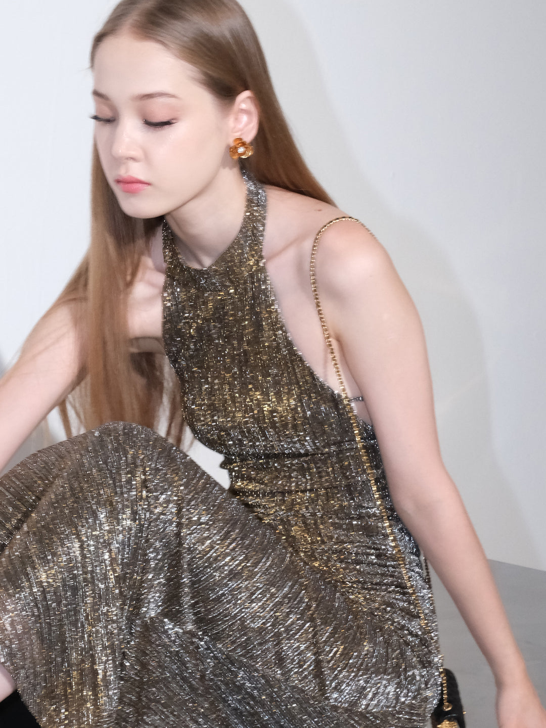 Golden Glimmer Halter Dress & Top SNTT0255