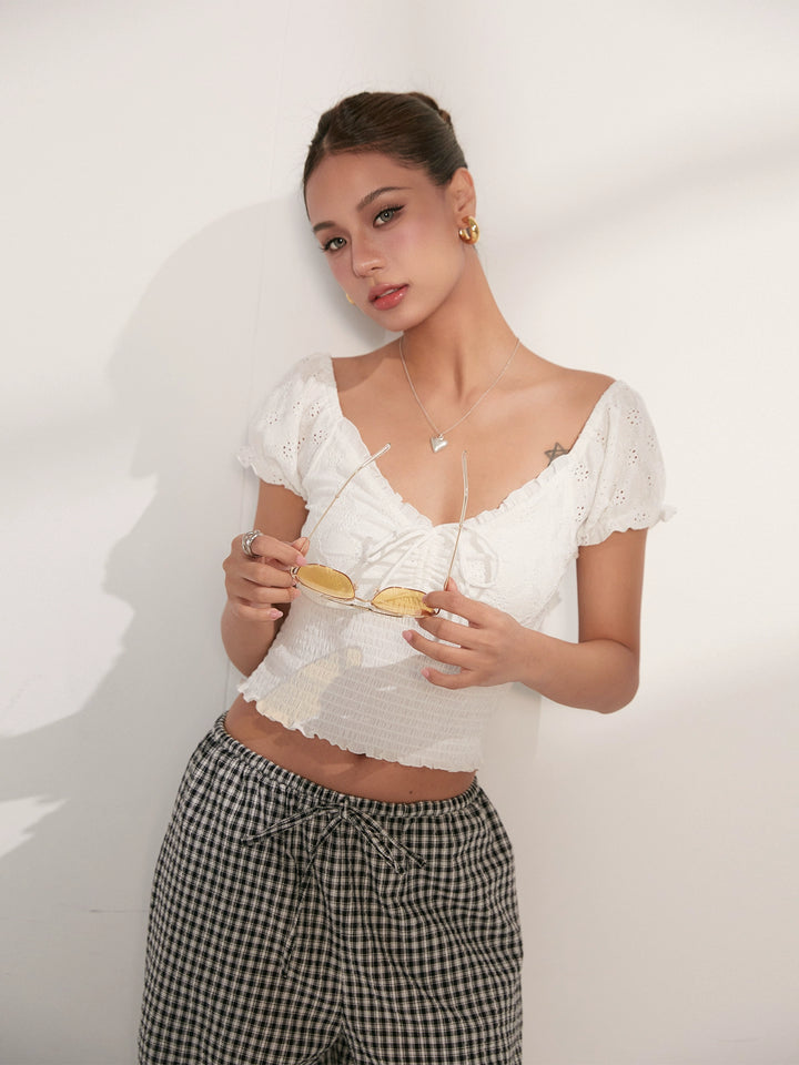 Sweet Ruffle Lace Crop Top DGCT0251