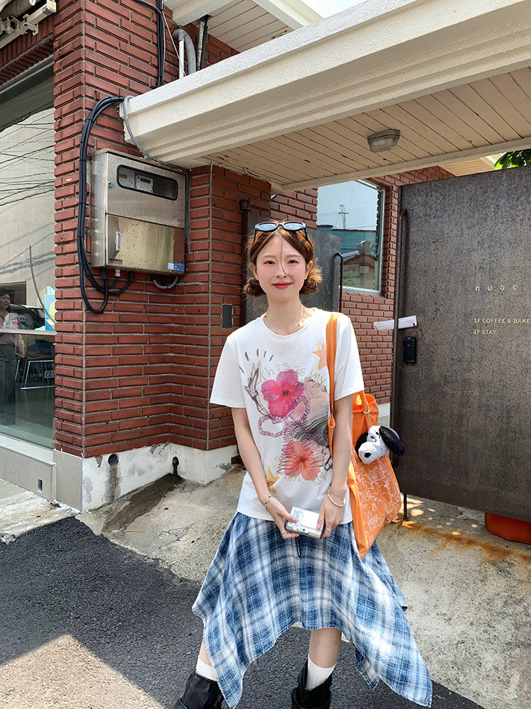 Vintage Asymmetry Check Skirt WSCS0336