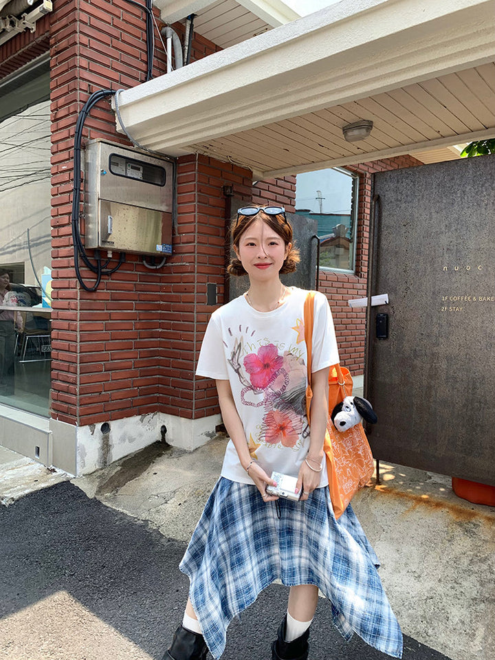 Vintage Asymmetry Check Skirt WSCS0336