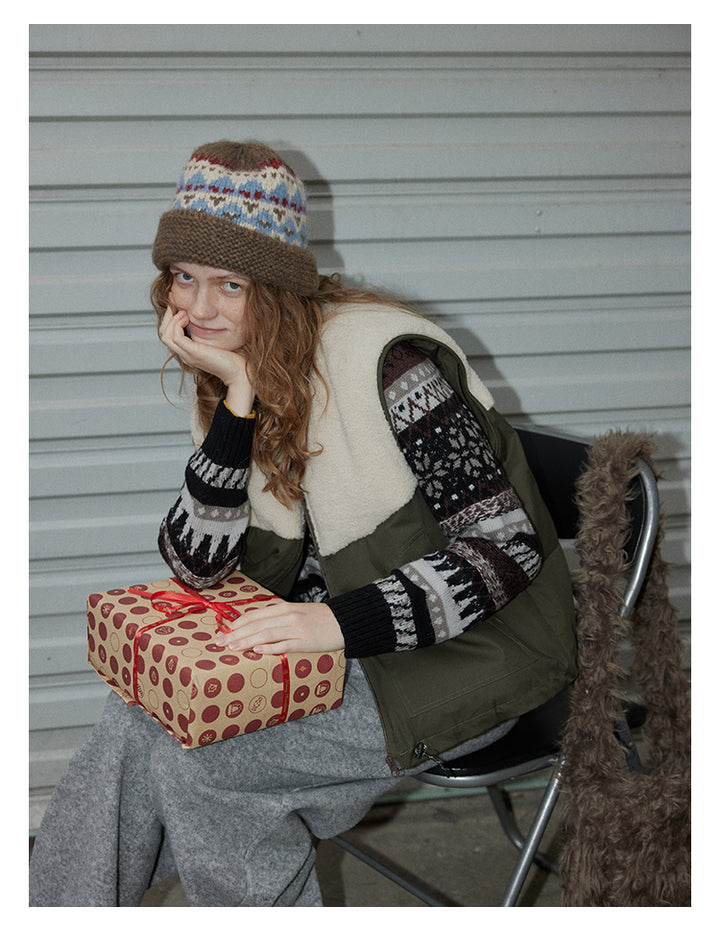 Olive Sherpa-Panel Utility Vest BMUV0298