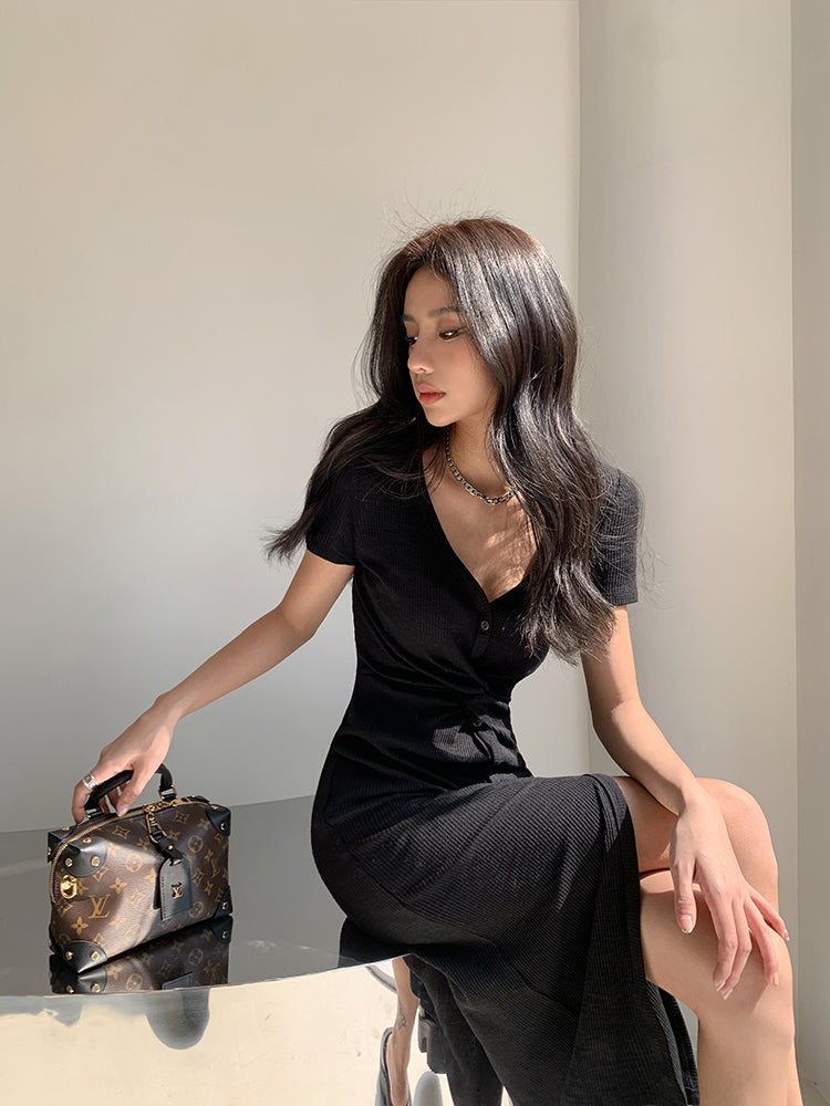 TwistEase Ribbed Midi Dress DGMD0236