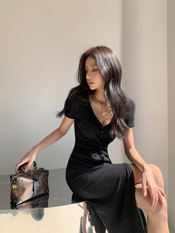 TwistEase Ribbed Midi Dress DGMD0236