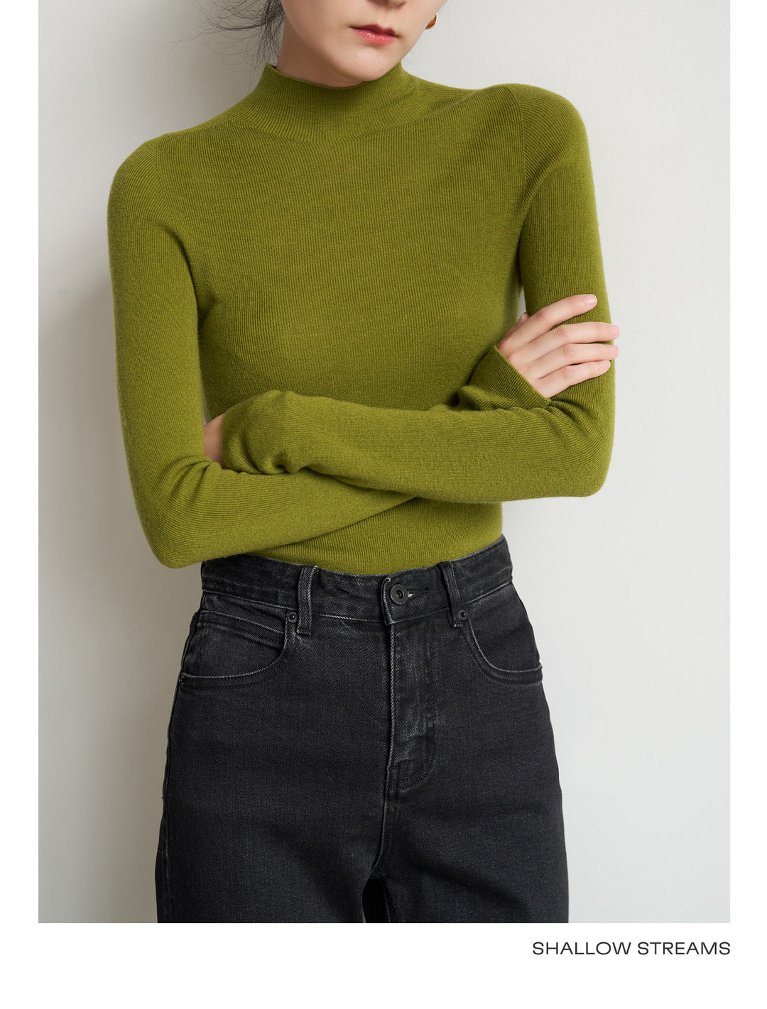 Silkline Merino Mock Neck Knit Top SSKT0316