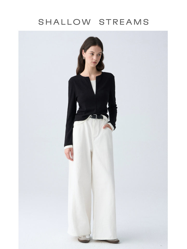 Contrast Layer Knit Cardigan SSKC0287