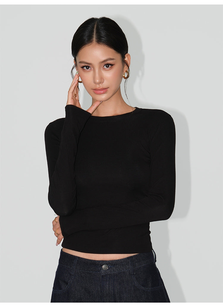 Sleek Fit Long Sleeve Round Neck Top NHRN0253