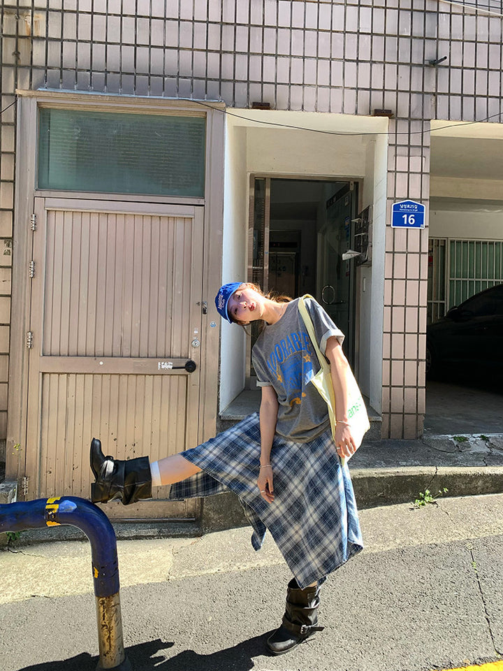 Vintage Asymmetry Check Skirt WSCS0336