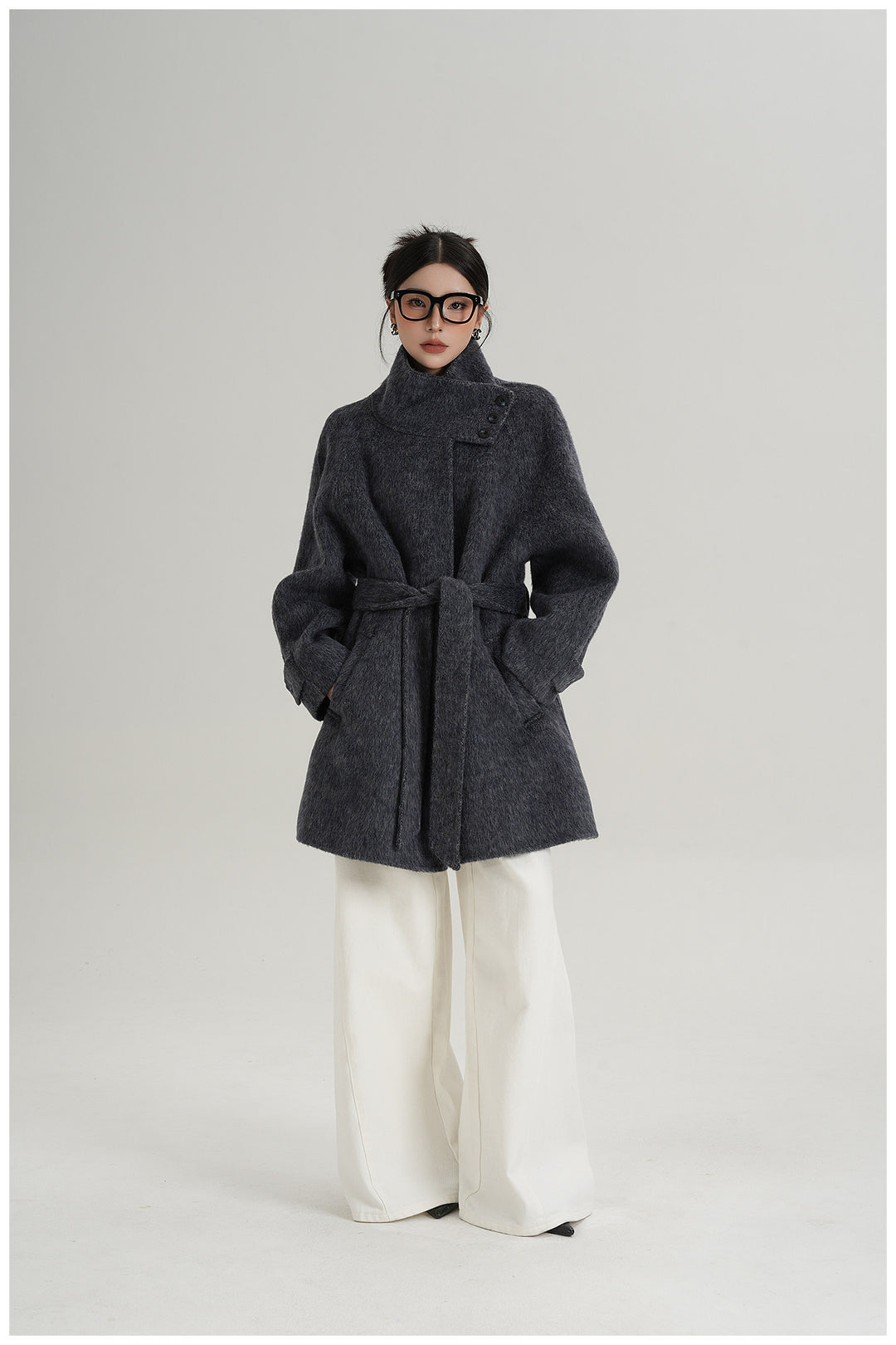Softline Asymmetrical Wool Wrap Coat SRWC0319