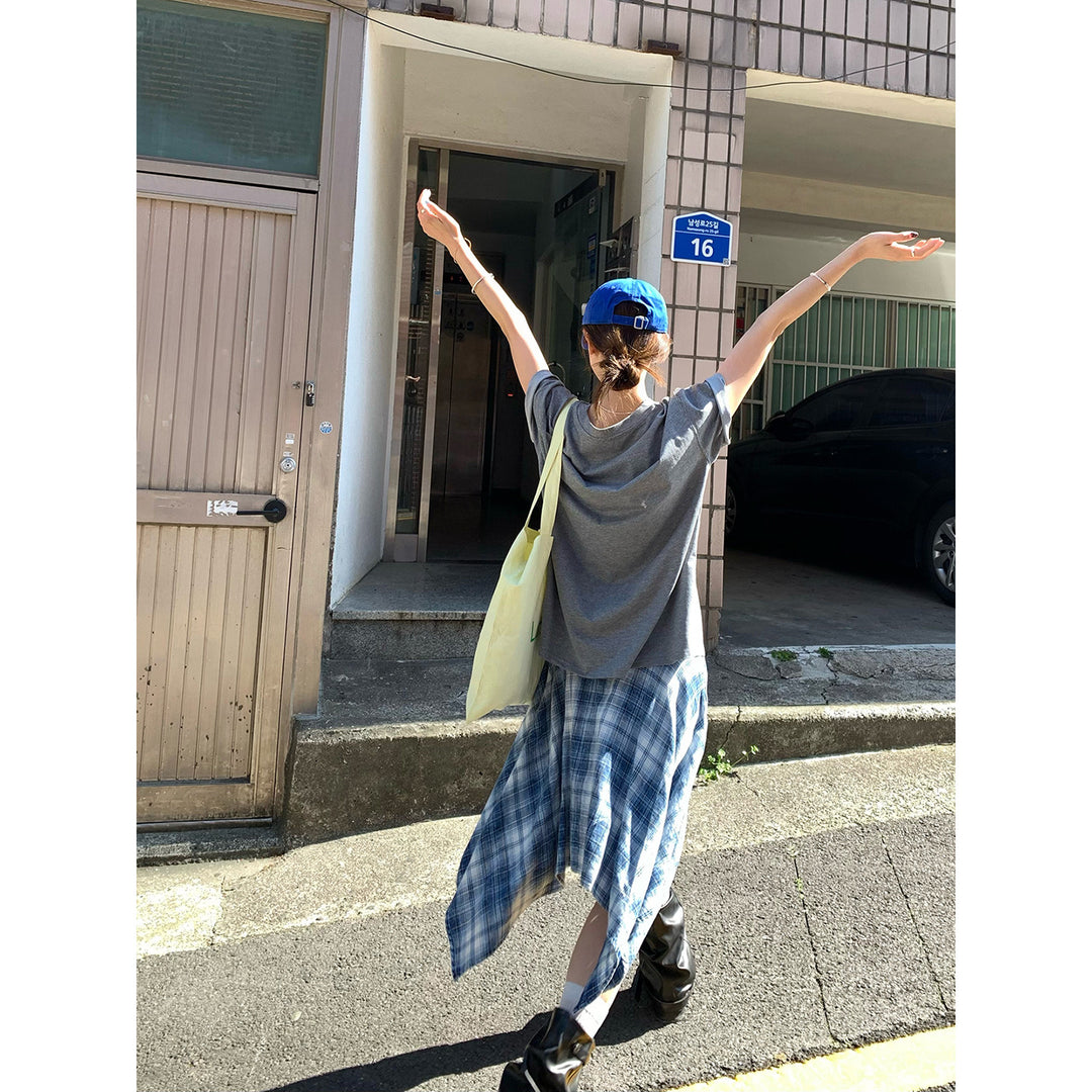 Vintage Asymmetry Check Skirt WSCS0336