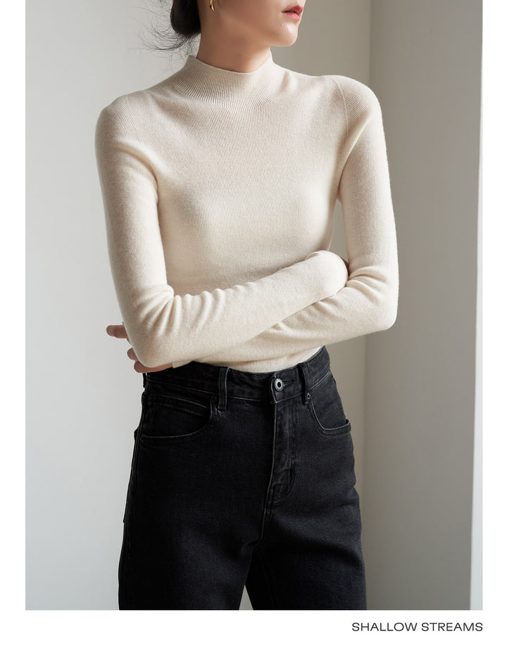 Silkline Merino Mock Neck Knit Top SSKT0316